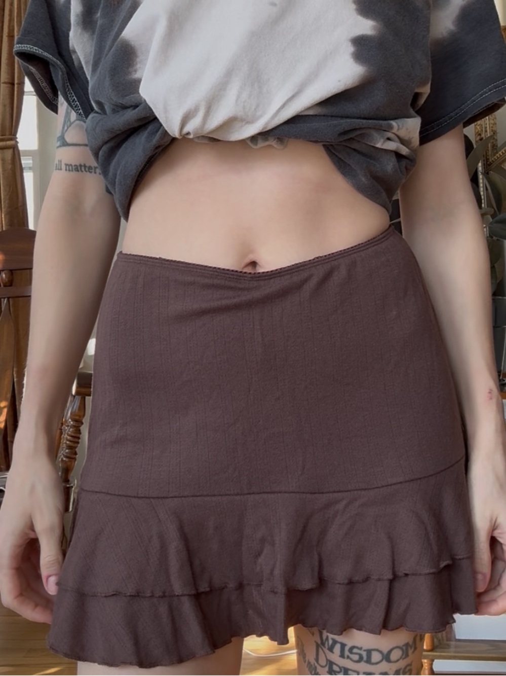 Target Brown Ruffle Mini Skirt